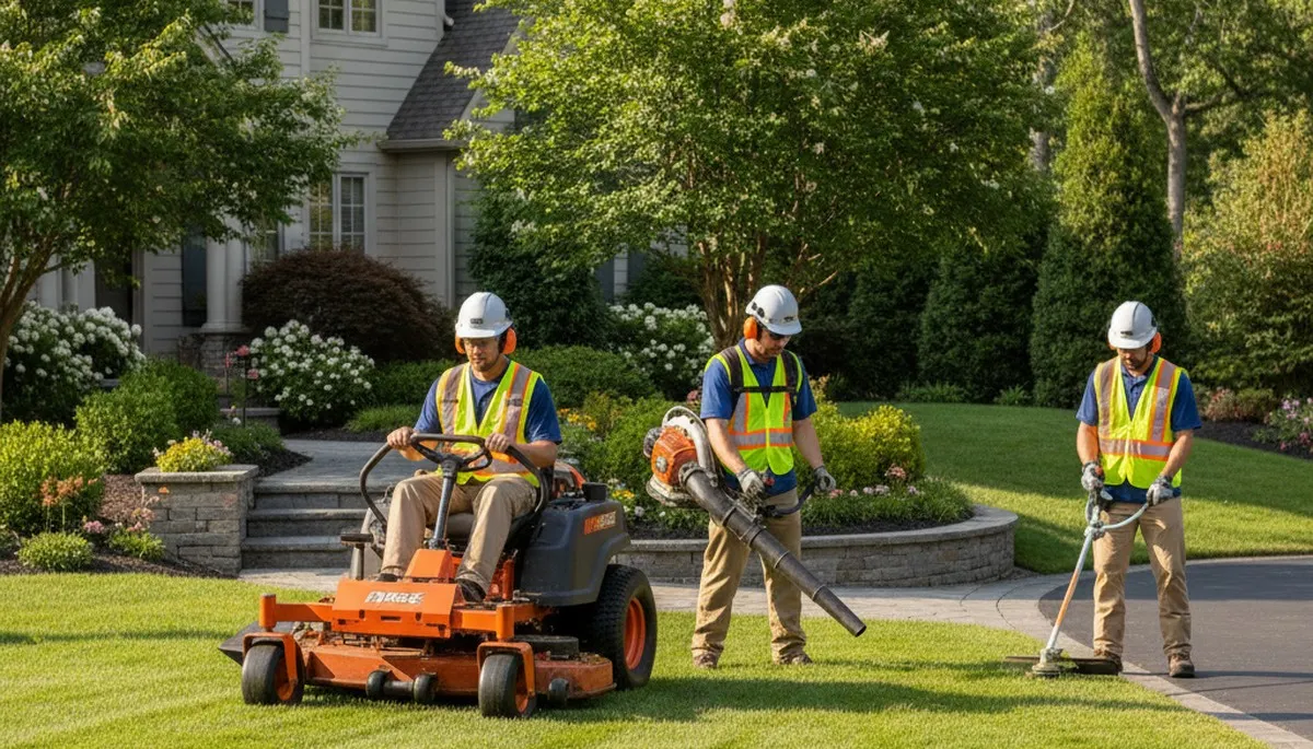 Tampa, FL tree service crew trimming trees for healthy yards and curb appeal