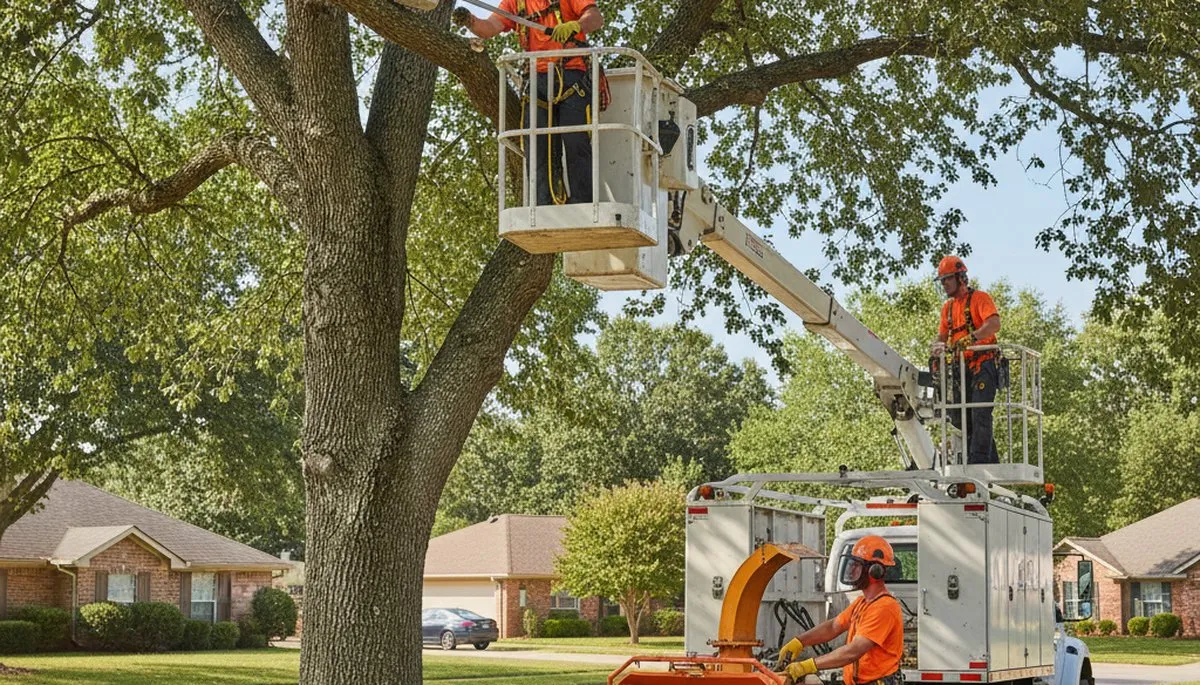 Tree trimming crew in Tampa, FL improving tree health and reducing hazards on a residential property